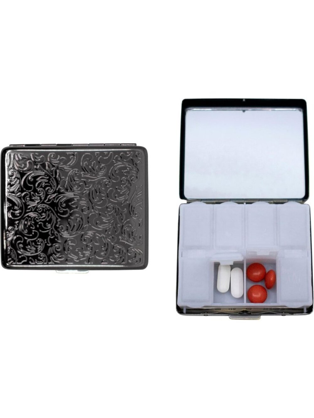 Set of 2 Stylish Metal-Plated Weekly Pill Boxes & Portable Medicine Organizers